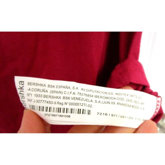 BSK Casual Connection by Bershka Women One Shoulder Top - Medium Cotton Red NWT - Picture 11 of 16